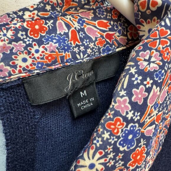J. Crew Tippi Liberty Floral Collar Layered Sweater Womens Size M Merino Wool - Picture 3 of 8